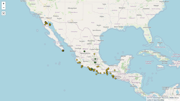 Mapa de actividad sísmica en México hoy 21 de octubre