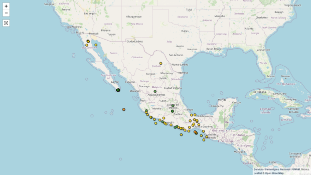 Mapa de actividad sísmica en México hoy 22 de octubre