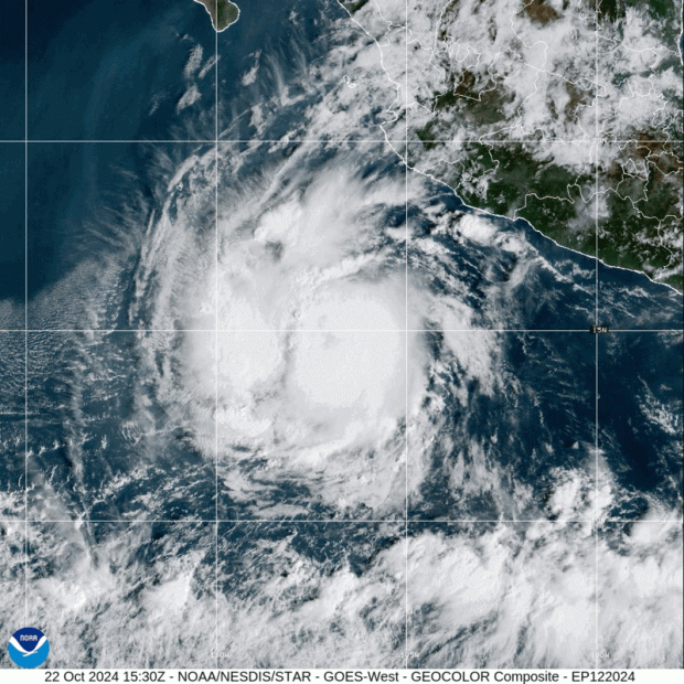 Así luce "Kristy", ya como huracán categoría 1, desde satélites.