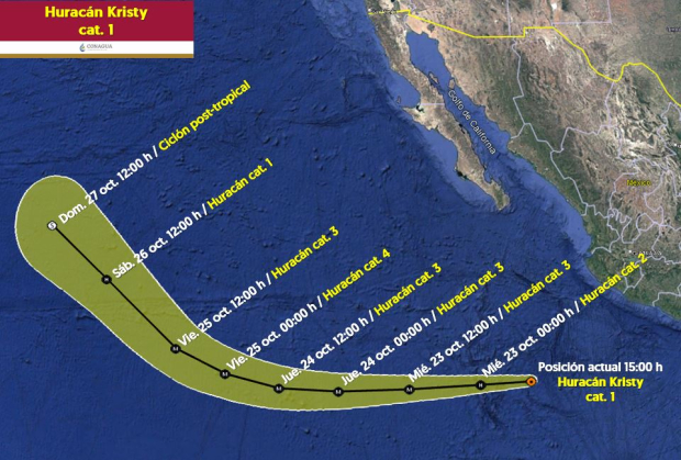 Esta es la posible trayectoria del huracán "Kristy".