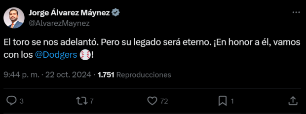 Jorge Álvarez Máynez despidió a "El Toro" Valenzuela.