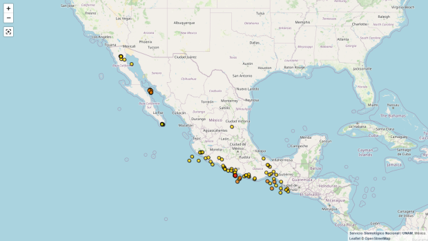 Mapa de actividad sísmica en México