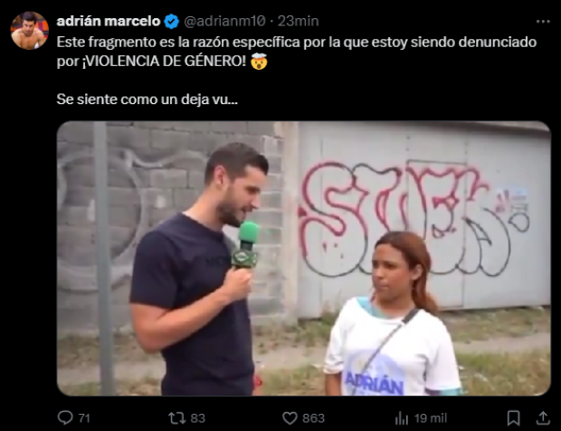 Adrián Marcelo reacciona a su sanción por violencia de género.