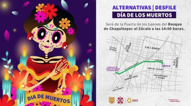 Rutas alternas por el Desfile de Día de Muertos del 2023.