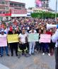 Migrantes protestan en Tapachula.