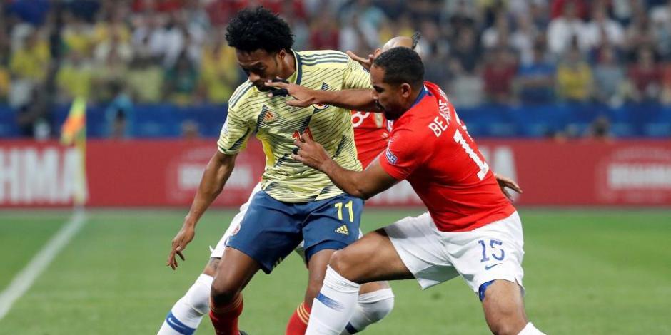 Imagen del partido entre Colombia y Chile en los cuartos de final de la Copa América Brasil 2019.