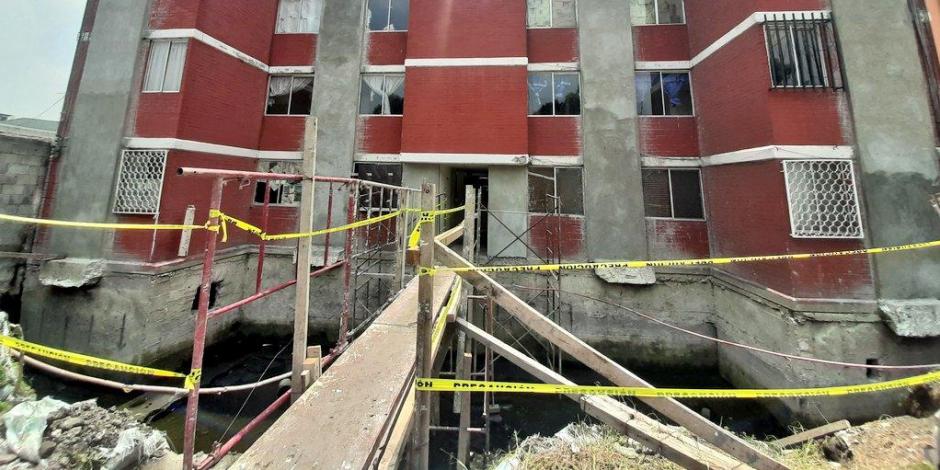 Obra de rehabilitación en una vivienda de la alcaldía Tlalpan, dañada por el sismo de 2017.