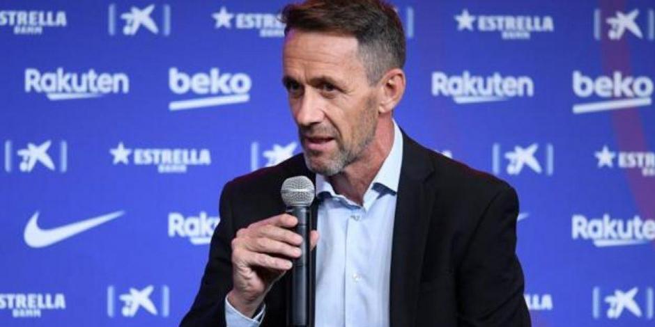 Ramón Planes durante la conferencia de prensa en la que el Barcelona presentó al jugador portugués Francisco Trincao.