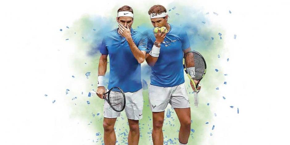 Federer y Rafa, en un torneo en el que fueron equipo en 2017.