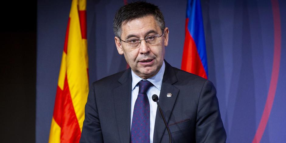 El mandamás del Barcelona, Josep Maria Bartomeu, durante una conferencia de prensa.