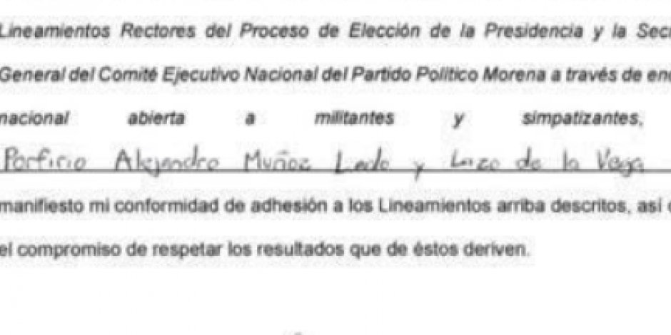 Documento del INE firmado por Muñoz Ledo
