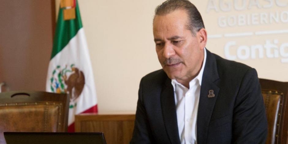 El gobernador de Aguascalientes, Martín Orozco, en reunión virtual.