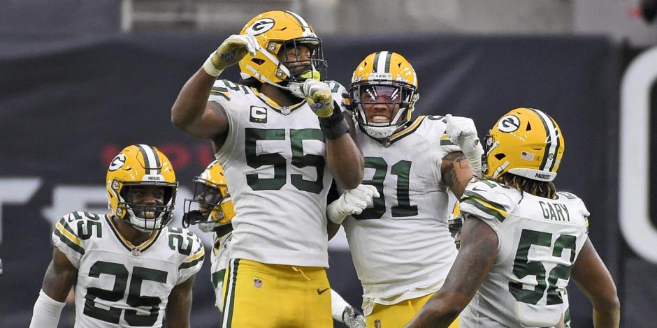 Jugadores de los Packers festejan su victoria sobre Texans en la Semana 6 de la NFL.