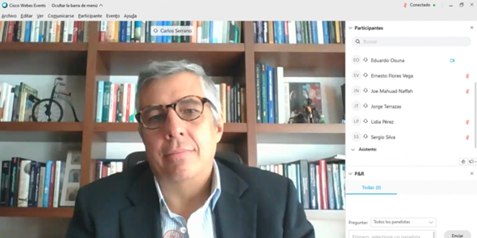 El economista en Jefe de BBVA México, Carlos Serrano Herrera, en conferencia virtual