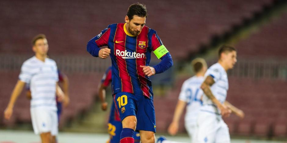 Lionel Messi festeja su gol ante el Dinamo de Kiev en la Jornada 3 de la Champions League.