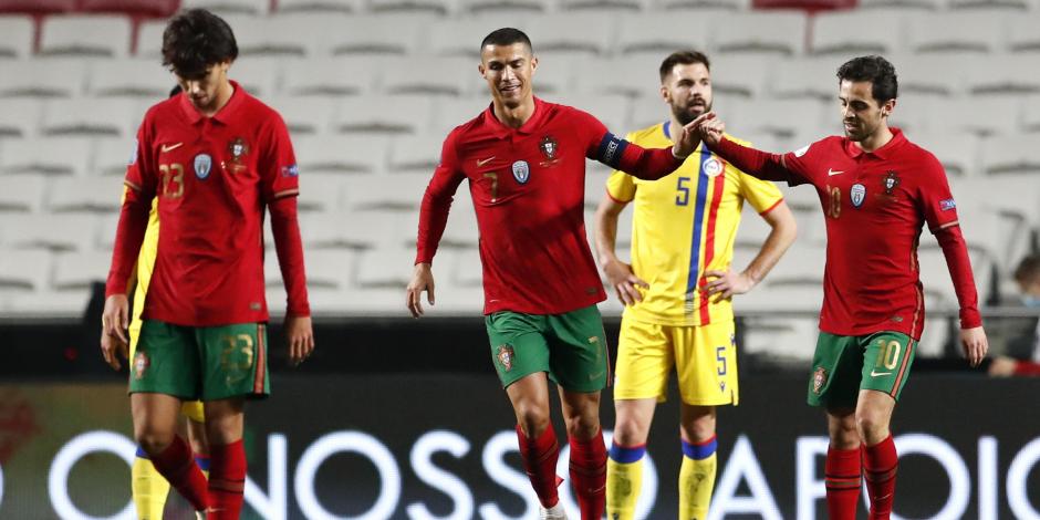 Cristiano Ronaldo festeja su anotación ante Andorra en el triunfo de Portugal por marcador de 7-0 en el arranque de la Fecha FIFA.