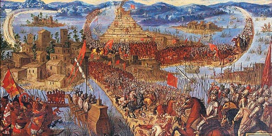 Ilustración de la conquista de México.