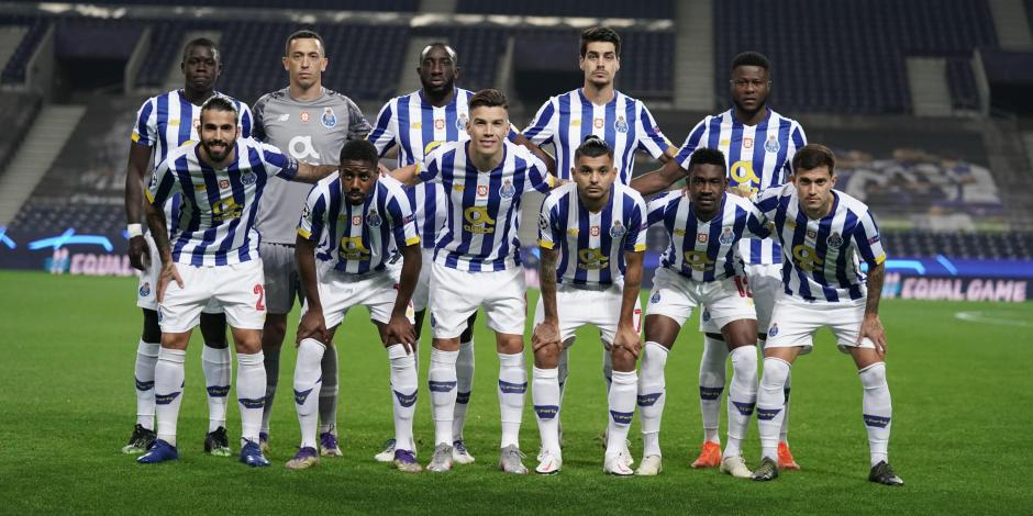 Jugadores del Porto antes de su choque ante el Manchester City en la Champions League.
