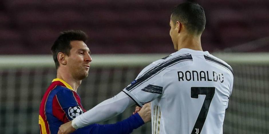 Lionel Messi y Cristiano Ronaldo en un partido de la Champions League