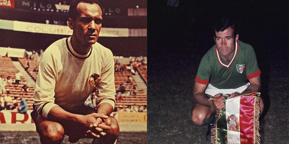 José Alves Zague, previo a un partido con el América, en 1968 y Gustavo Peña, antes de un juego amistoso entre México y Perú, en 1970.