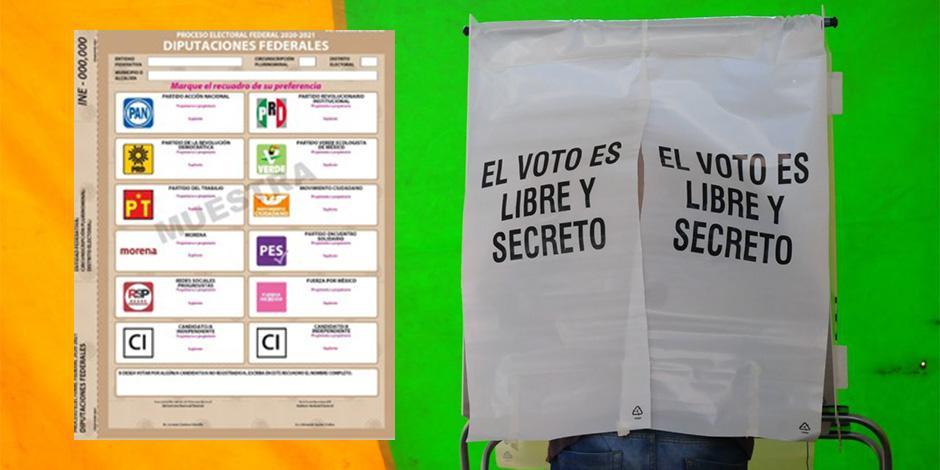 Modelo de boleta aprobado por el INE para las Elecciones 2021