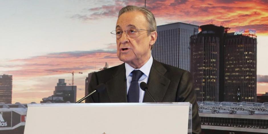 Florentino Pérez durante una conferencia de prensa del Real Madrid.