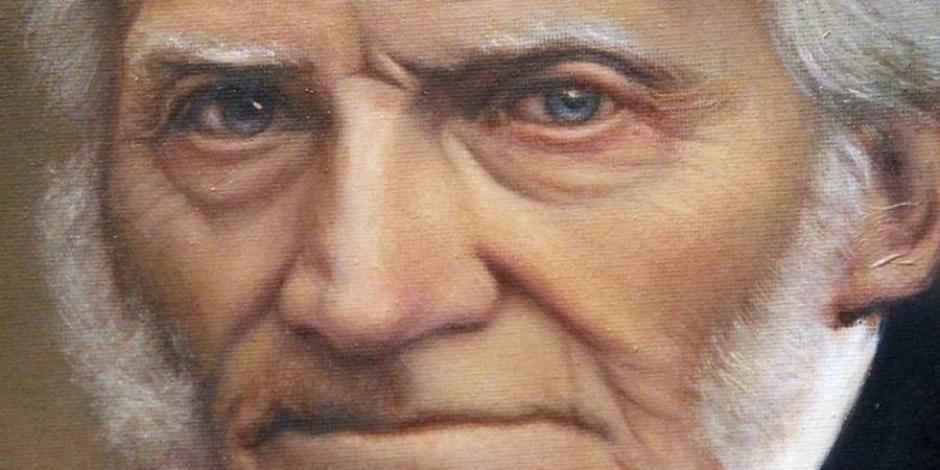 Alan Markov, retrato de Schopenhauer, óleo sobre tela, 2017, detalle.