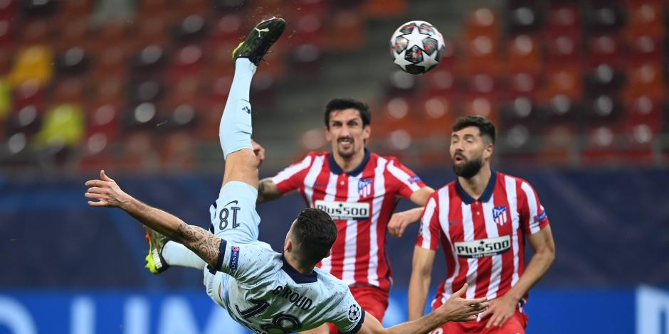 Olivier Giroud, de Chelsea, marcó gol de chilena en la Champions League ante el Atlético de Madrid