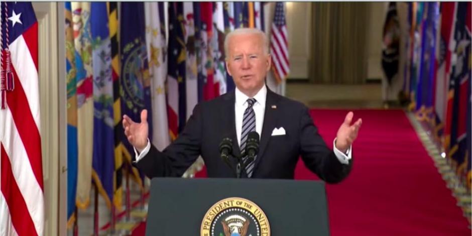 El presidente de Estados Unidos, Joe Biden, durante su primer discurso a la nación.