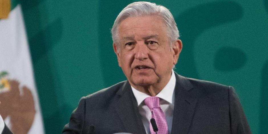 El mandatario Andrés Manuel López Obrador, en conferencia matutina, hoy.