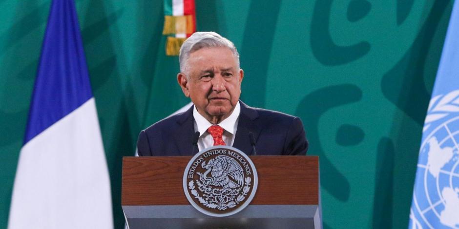 El Presidente López Obrador, en conferencia matutina en Palacio Nacional, habla sobre la vacuna contra Covid, hoy.
