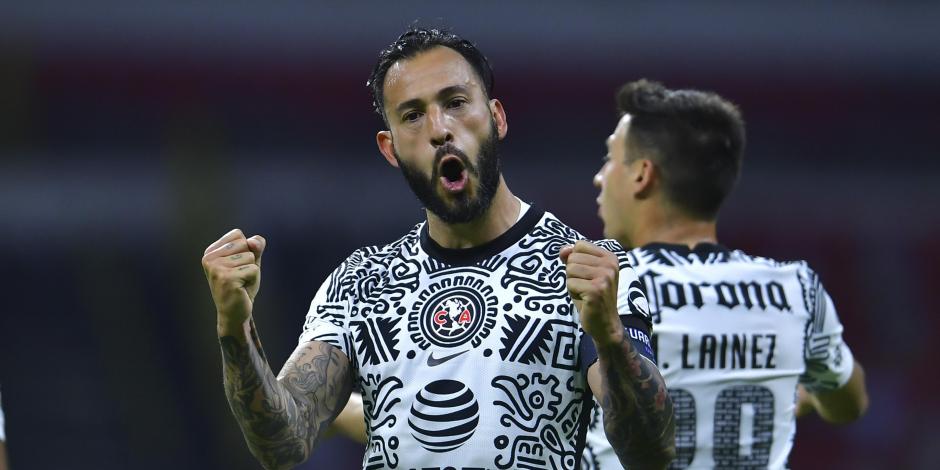 Emanuel Aguilera celebra el gol que anotó en el duelo entre América y FC Juárez el pasado 26 de enero.