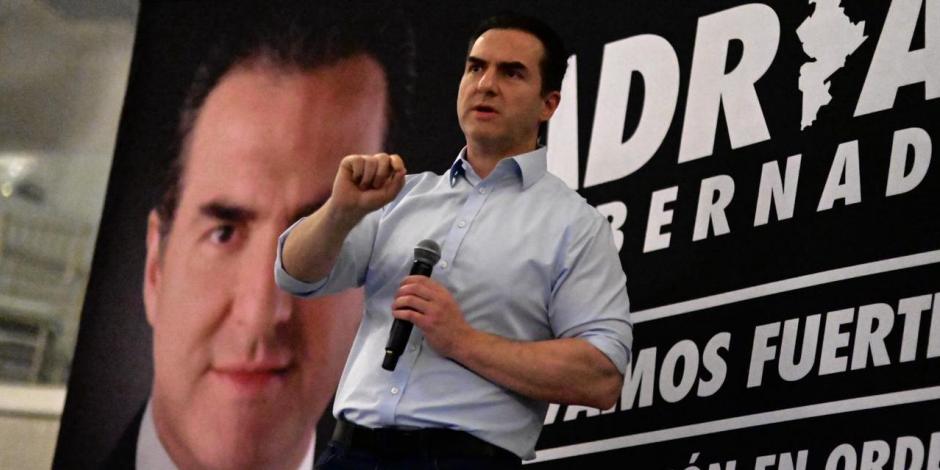 Adrián de la Garza, candidato a la gubernatura de Nuevo León por la coalición "Va Fuerte por Nuevo León".