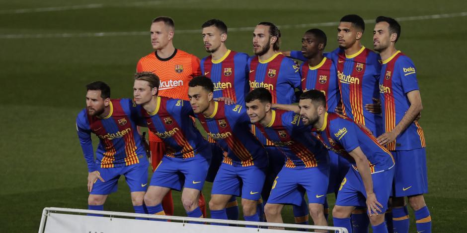 Jugadores del Barcelona previo a su encuentro contra el Real Madrid el pasado 10 de abril.