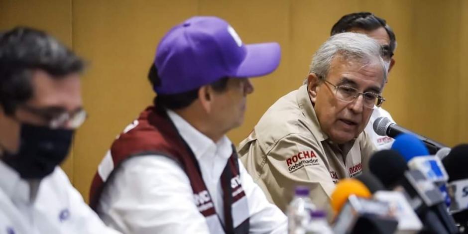 Tomás Saucedo declinó a la candidatura de Sinaloa y se sumó a Morena con Rocha Moya, ayer.