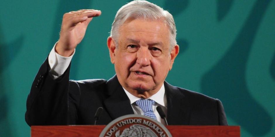 El Presidente López Obrador en conferencia matutina, hoy.