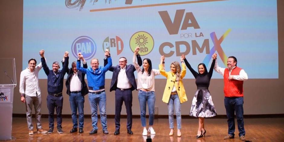 Los ganadores de 7 alcaldías y dirigentes del PAN y PRD en la CDMX, el pasado 7 de junio.