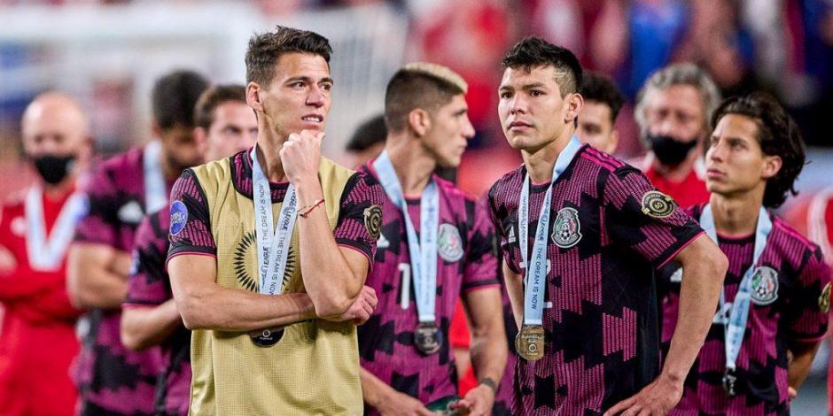 Futbolistas de la Selección Mexicana se lamentan después de perder la final de la Nations League contra Estados Unidos el pasado 6 de junio.