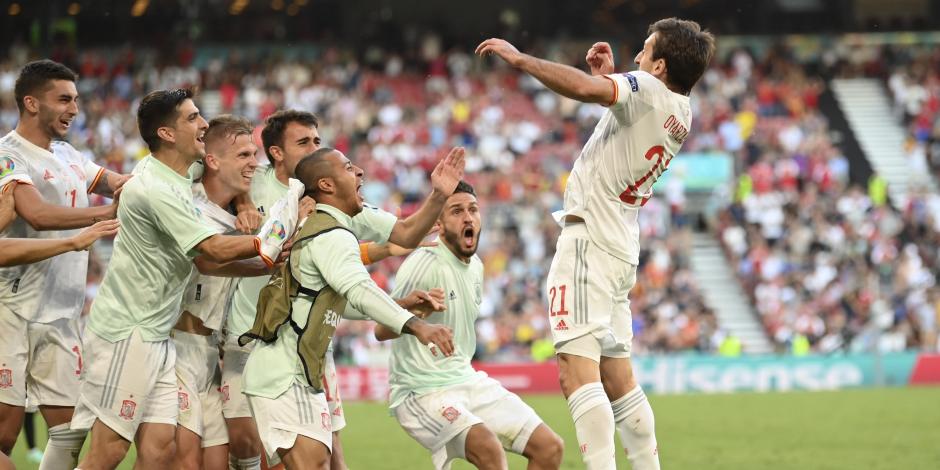 Jugadores de España festejan un gol contra Croacia en los octavos de final de la Eurocopa el pasado 28 de junio.