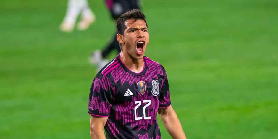 Hirving Lozano celebra uno de los goles de México en su amistoso con Islandia el pasado 29 de mayo.