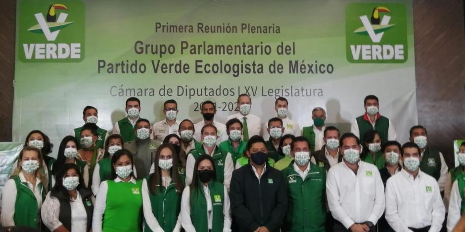 El gobernador electo de San Luis Potosí estuvo acompañado de los 43 diputados que conformarán la bancada del Partido Verde en la siguiente legislatura.