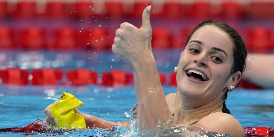 Kaylee McKeown celebra su nuevo récord en los Juegos Olímpicos de Tokio 2020