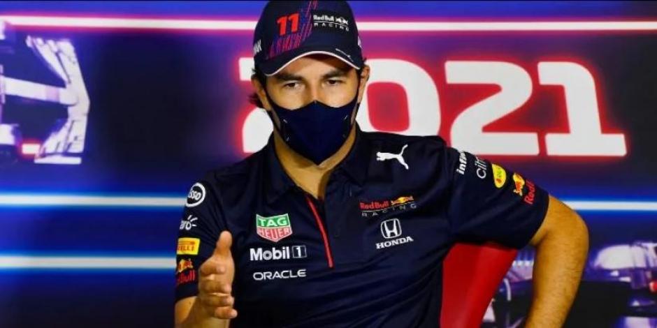 Sergio Pérez, piloto mexicano de Red Bull, en conferencia de prensa.