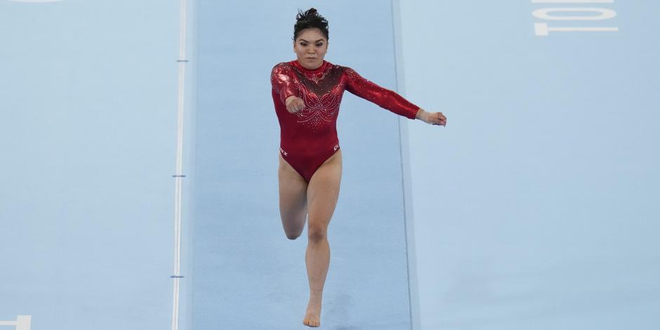 Alexa Moreno en la final de salto de caballo de gimnasia artística de los Juegos Olímpicos de Tokio 2020.