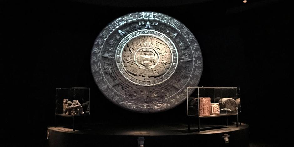 En la muestra que conmemora los 500 años de la Conquista se incluye una réplica en 3D de la Piedra del Sol.
