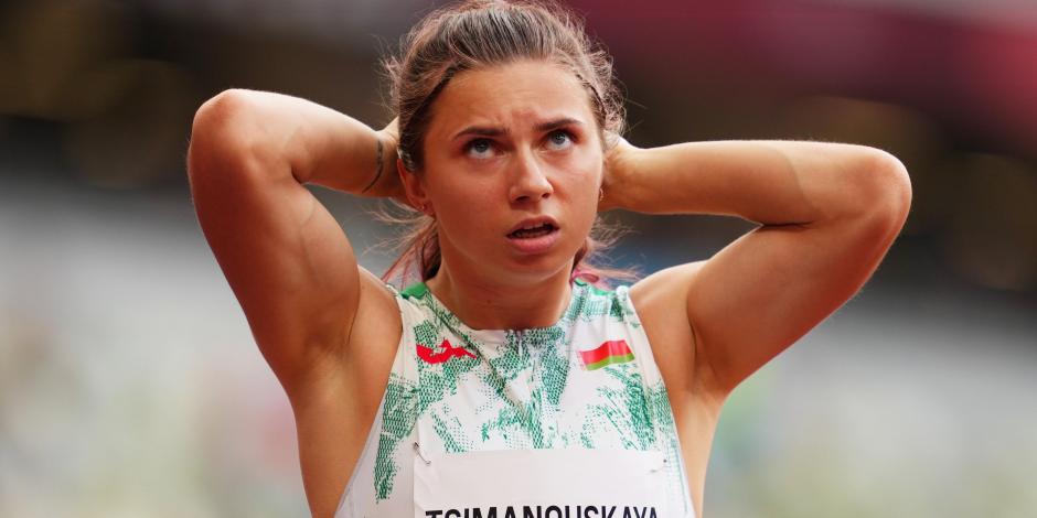 Krystsina Tsimanouskaya en los Juegos Olímpicos de Tokio 2020.