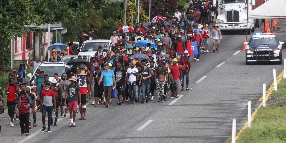 Caravana Migrante en su paso por Chiapas.