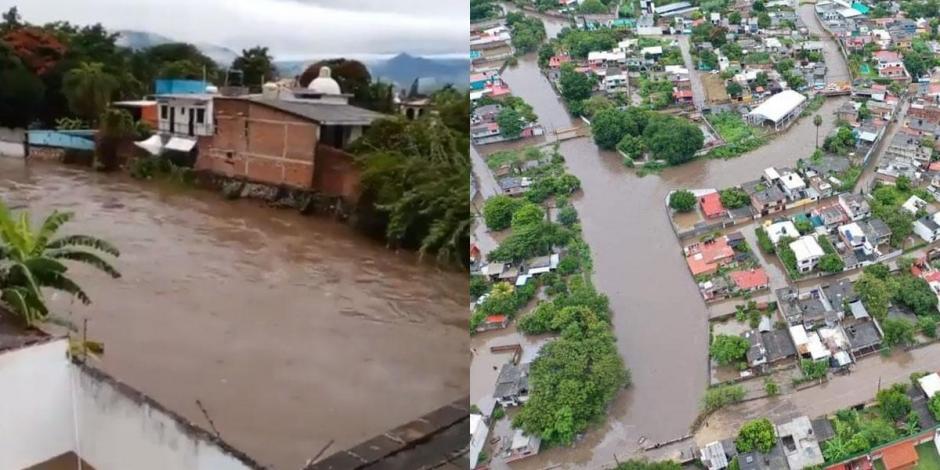 La barranca Apanquetzalco en Morelos presentó un aumento en su nivel de agua después de las fuertes lluvias durante la madrugada.