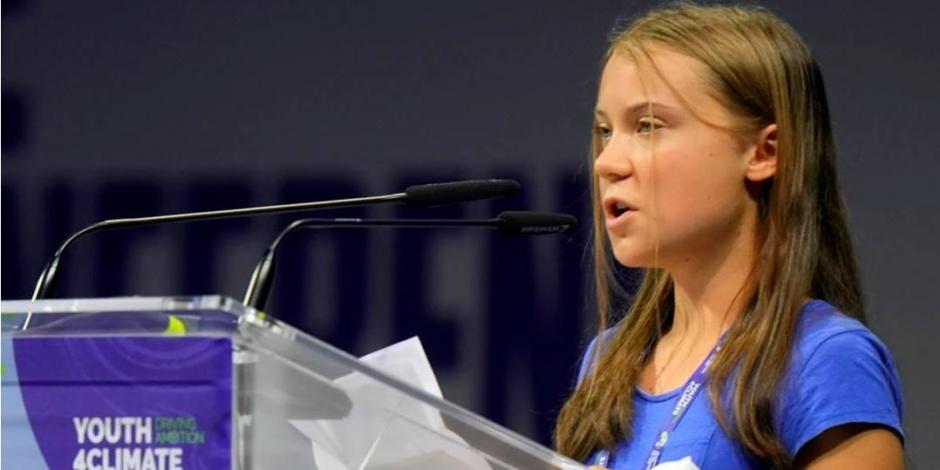 Greta Thunberg durante su participación en la cumbre Youth4Climate en Italia.