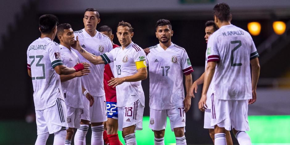 Jugadores de la Selección Mexicana celebran un gol contra Costa Rica el pasado 5 de septiembre.